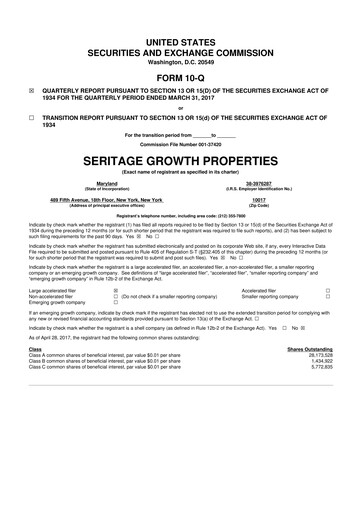 Thumbnail Seritage Growth Properties
 10-Q Quarterly Report FY2017 
