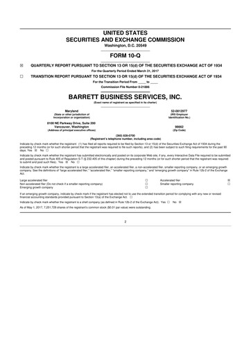 Thumbnail Barrett Business Services 10-Q Quarterly Report FY2017 
