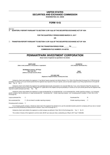 Vorschaubild PennantPark Investment 10-Q Quartalsbericht  