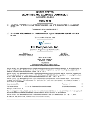 Miniature TPI Composites 10-Q Rapport trimestriel 2017 