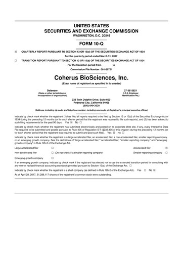 Thumbnail Coherus BioSciences
 10-Q Quarterly Report FY2017 
