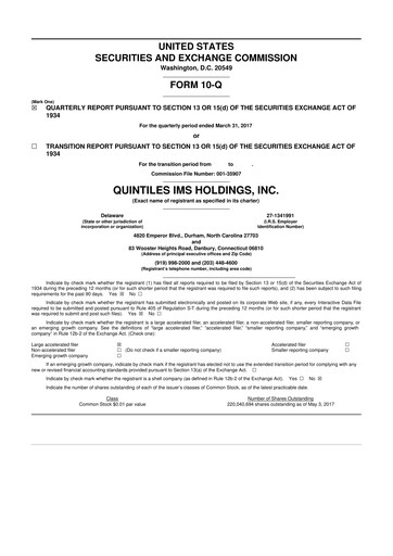 Vorschaubild IQVIA 10-Q Quartalsbericht 2017 