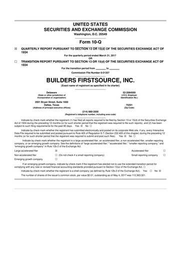 Miniature Builders FirstSource
 10-Q Rapport trimestriel 2017 