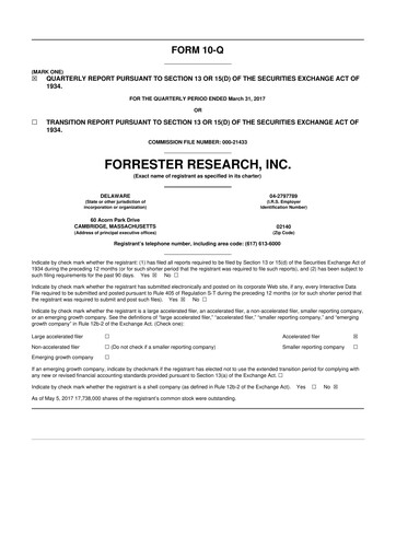 Vorschaubild Forrester Research
 10-Q Quartalsbericht 2017 