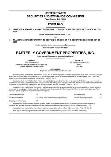 Thumbnail Easterly Government Properties 10-Q Quarterly Report FY2017 