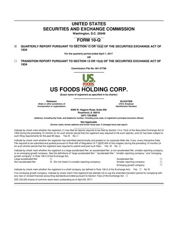 Thumbnail US Foods 10-Q Quarterly Report FY2017 