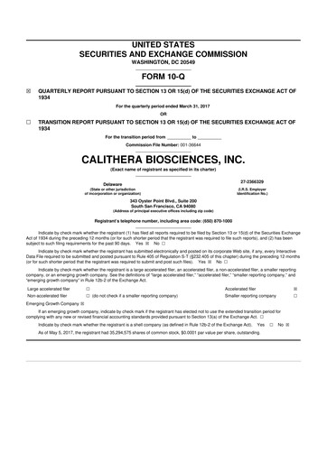 Thumbnail Calithera Biosciences
 10-Q Quarterly Report FY2017 
