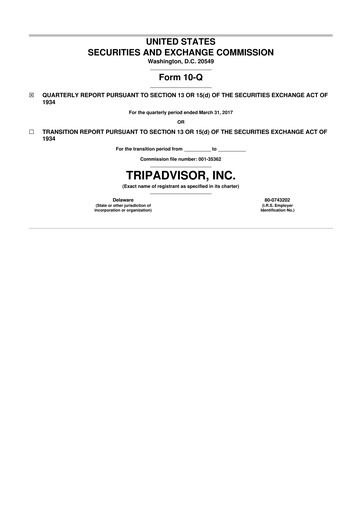 Thumbnail TripAdvisor 10-Q Quarterly Report FY2017 