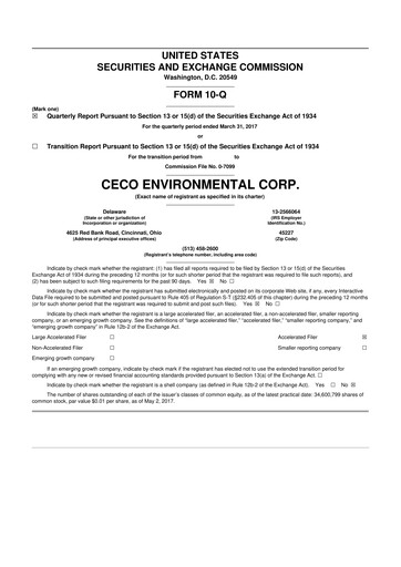 Thumbnail CECO Environmental
 10-Q Quarterly Report FY2017 