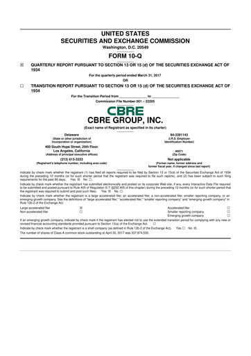 Miniature CBRE Group
 10-Q Rapport trimestriel 2017 