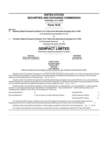 Vorschaubild Genpact 10-Q Quartalsbericht 2017 