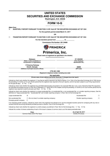 Vorschaubild Primerica
 10-Q Quartalsbericht 2017 