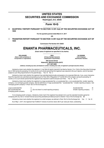 Thumbnail Enanta Pharmaceuticals
 10-Q Quarterly Report FY2017 