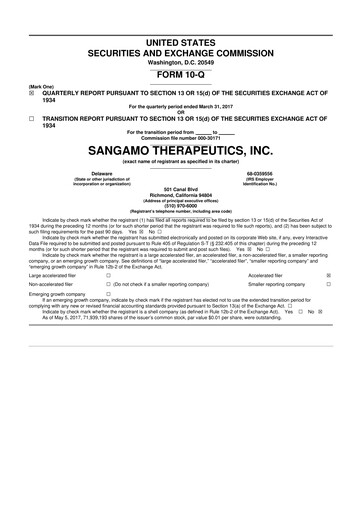 Thumbnail Sangamo Therapeutics
 10-Q Quarterly Report FY2017 