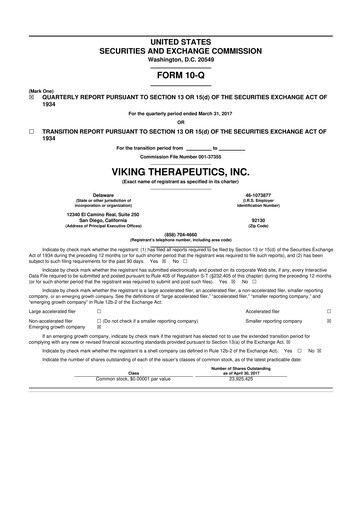 Thumbnail Viking Therapeutics
 10-Q Quarterly Report FY2017 