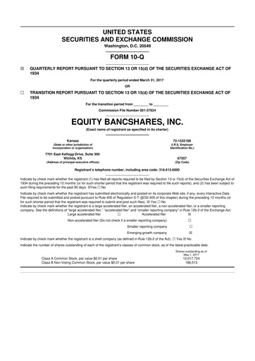 Vorschaubild Equity Bancshares 10-Q Quartalsbericht 2017 