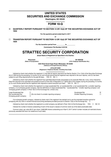 Vorschaubild Strattec Security 10-Q Quartalsbericht 2017 