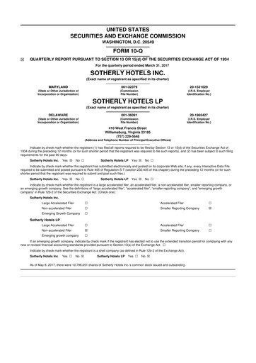 Vorschaubild Sotherly Hotels 10-Q Quartalsbericht  