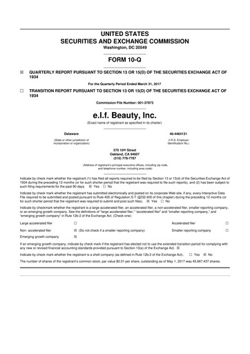 Thumbnail e.l.f. Beauty 10-Q Quarterly Report FY2017 