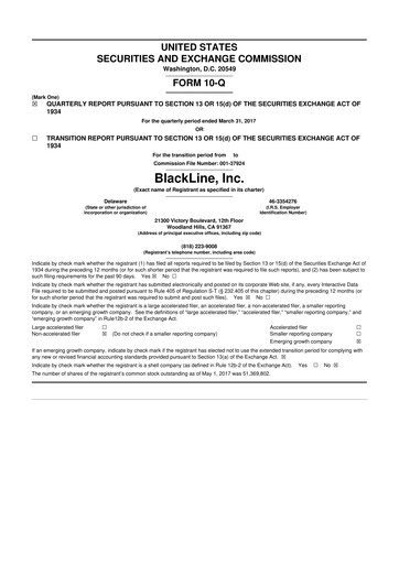 Miniature BlackLine 10-Q Rapport trimestriel 2017 
