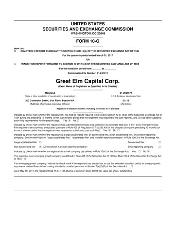 Vorschaubild Great Elm Capital
 10-Q Quartalsbericht  