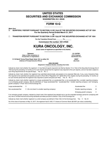 Thumbnail Kura Oncology
 10-Q Quarterly Report FY2017 