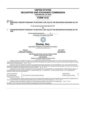 Miniature Ooma 10-Q Rapport trimestriel 2018 
