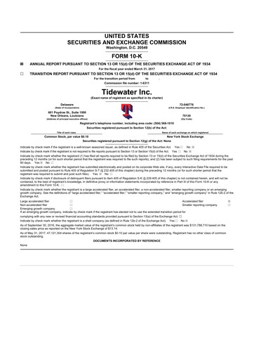 Miniature Tidewater 10-K Rapport annuel 2017