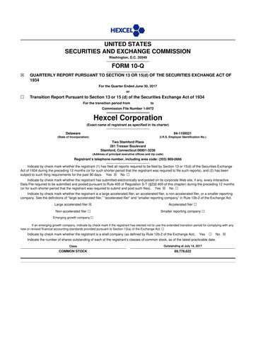 Thumbnail Hexcel
 10-Q Quarterly Report FY2017 