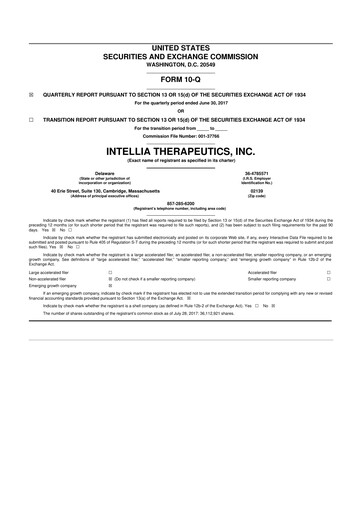 Thumbnail Intellia Therapeutics 10-Q Quarterly Report FY2017 