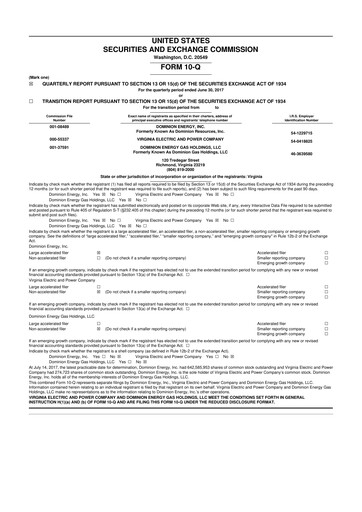 Thumbnail Dominion Energy 10-Q Quarterly Report FY 
