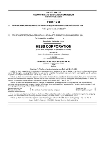 Vorschaubild Hess 10-Q Quartalsbericht 2017 