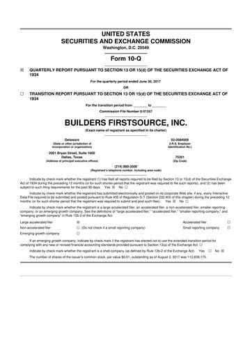 Miniature Builders FirstSource
 10-Q Rapport trimestriel 2017 