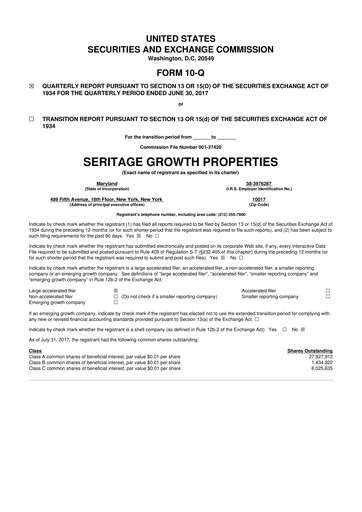 Thumbnail Seritage Growth Properties
 10-Q Quarterly Report FY2017 