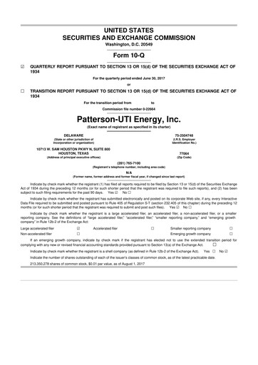Thumbnail Patterson-UTI Energy 10-Q Quarterly Report FY2017 