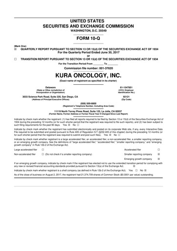 Thumbnail Kura Oncology
 10-Q Quarterly Report FY2017 