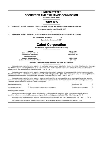 Thumbnail Cabot Corporation
 10-Q Quarterly Report FY2017 