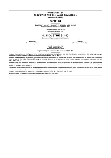 Thumbnail NL Industries 10-Q Quarterly Report FY2017 