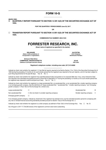 Vorschaubild Forrester Research
 10-Q Quartalsbericht 2017 