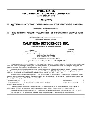 Thumbnail Calithera Biosciences
 10-Q Quarterly Report FY2017 