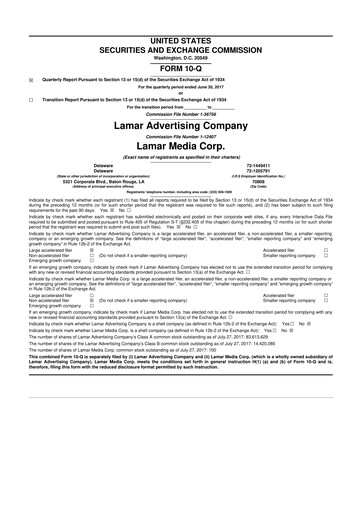 Thumbnail Lamar Advertising 10-Q Quarterly Report FY 