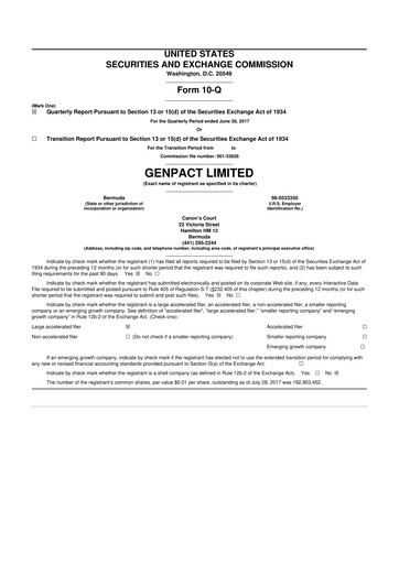 Vorschaubild Genpact 10-Q Quartalsbericht 2017 