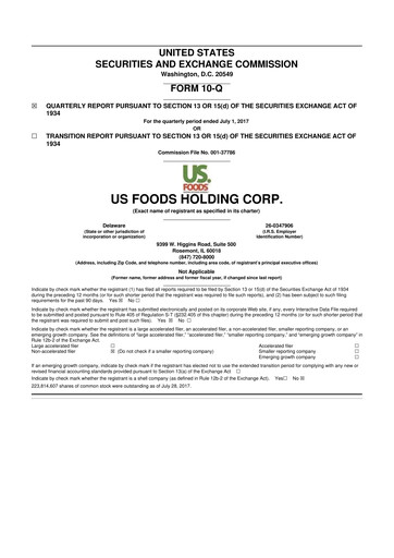 Thumbnail US Foods 10-Q Quarterly Report FY2017 