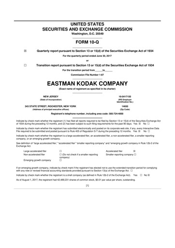 Thumbnail Eastman Kodak Company 10-Q Quarterly Report FY2017 