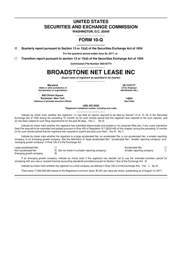 Vorschaubild Broadstone Net Lease 10-Q Quartalsbericht 2017 