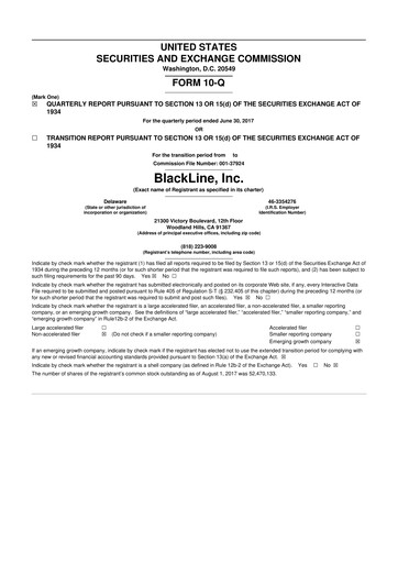Miniature BlackLine 10-Q Rapport trimestriel 2017 