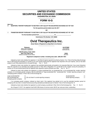 Thumbnail Ovid Therapeutics
 10-Q Quarterly Report FY2017 