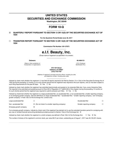 Thumbnail e.l.f. Beauty 10-Q Quarterly Report FY2017 