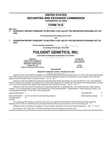 Thumbnail Fulgent Genetics
 10-Q Quarterly Report FY2017 