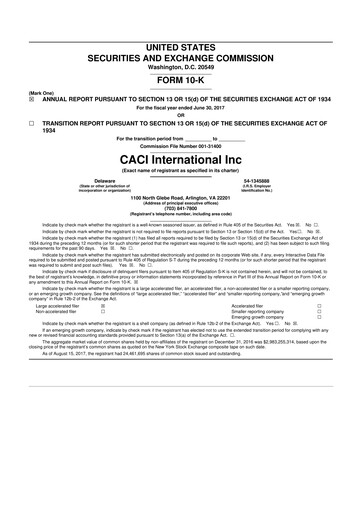 Miniature CACI International Inc 10-K Rapport annuel 2017